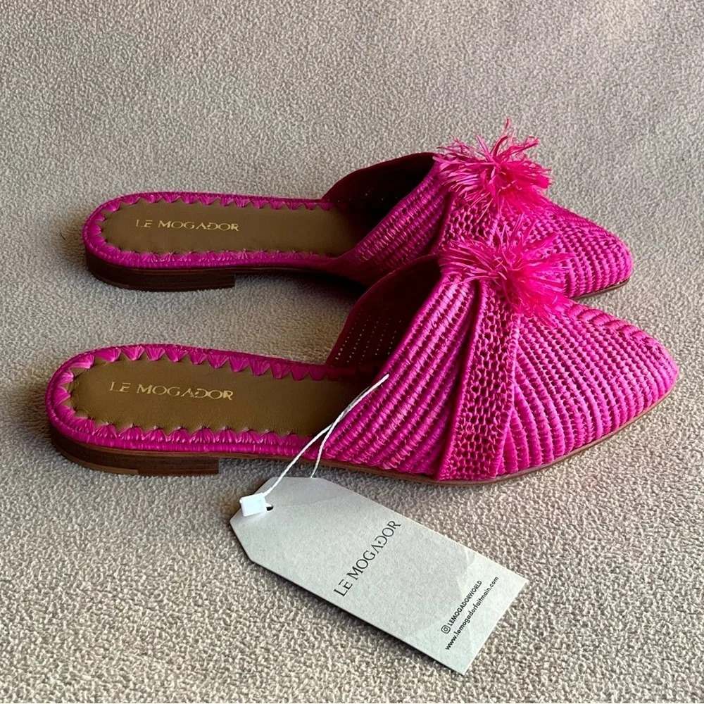Le Mogador Taormina Mules Women’s 6.5 Fuchsia Pink Summer Beach Island Vacation - Picture 2 of 6